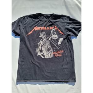 Metallica Shirt And Justice For All Short Sleeve Rock Metal Large Black Tee
